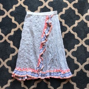 Lemlem by liya kebede faux wrap skirt blue white